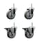 Service Caster 4 Inch Gray Polyurethane Wheel Swivel 34 Inch Threaded Stem Caster Set 2 Brakes SCC SCC-TS20S414-PPUB-34212-2-PLB-2 - alternate 1
